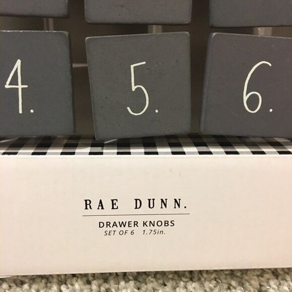 Rae Dunn Numbered Drawer Knobs Set Of 6 Grey & White 1.75 In Decorative Hardware - Picture 2 of 2